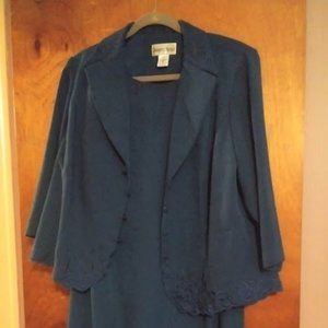 Midnight blue paisley 2 pc dress with jacket